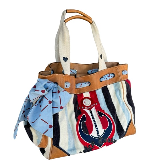 Juicy Couture Terry Cloth S.S Daydreamer Purse Bag Y2K Vintage Sailor striped - Picture 2 of 11